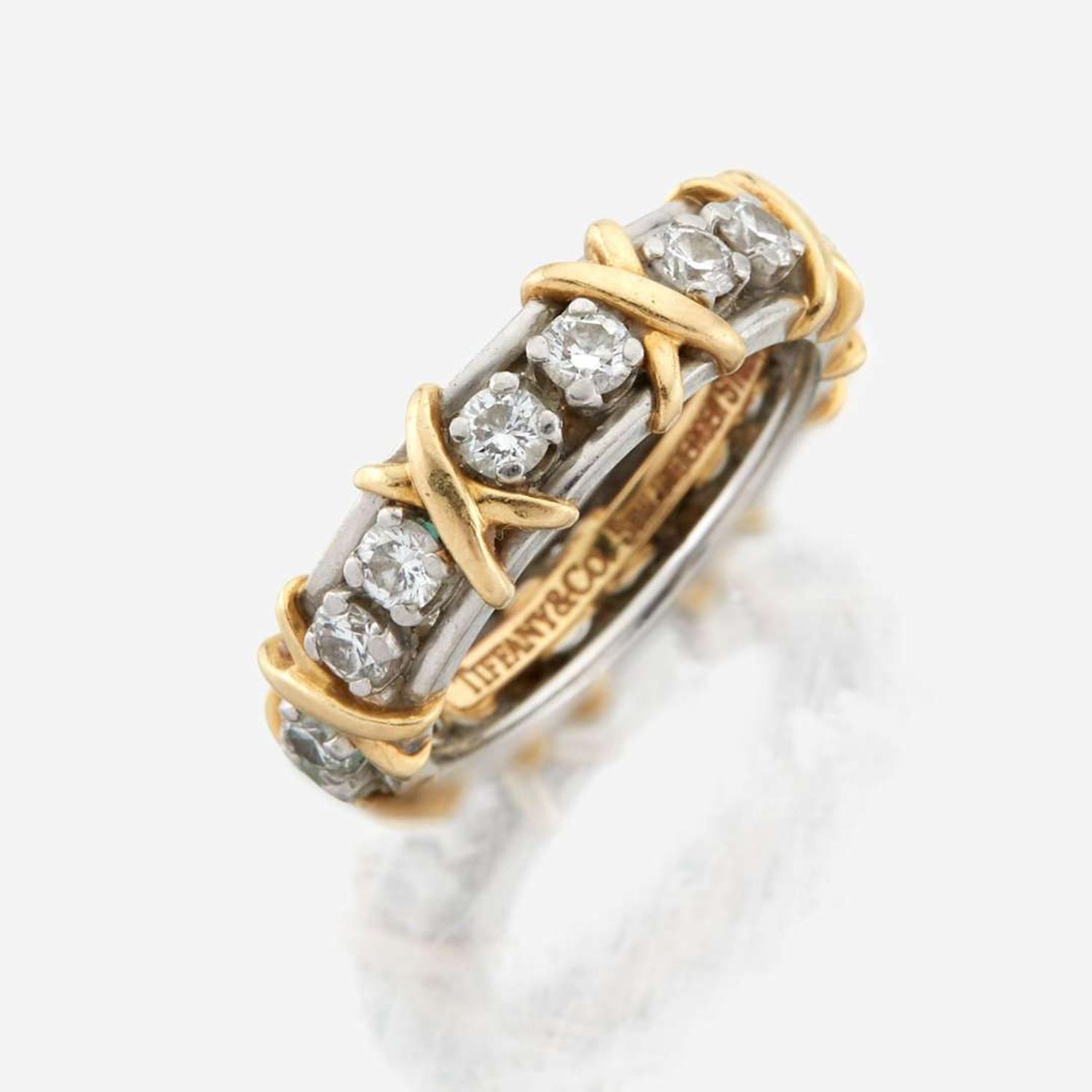 A gold, platinum, and diamond band, Tiffany & Co. Schlumberger Studios