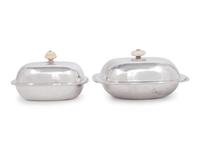 Two Arthur Stone Arts & Crafts Silver Covered Dishes
