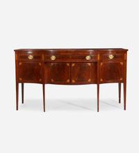 A Federal serpentine inlaid mahogany sideboard Attributed to Matthew Egerton, Sr. (1739-1802), New Brunswick, NJ, circa 1790