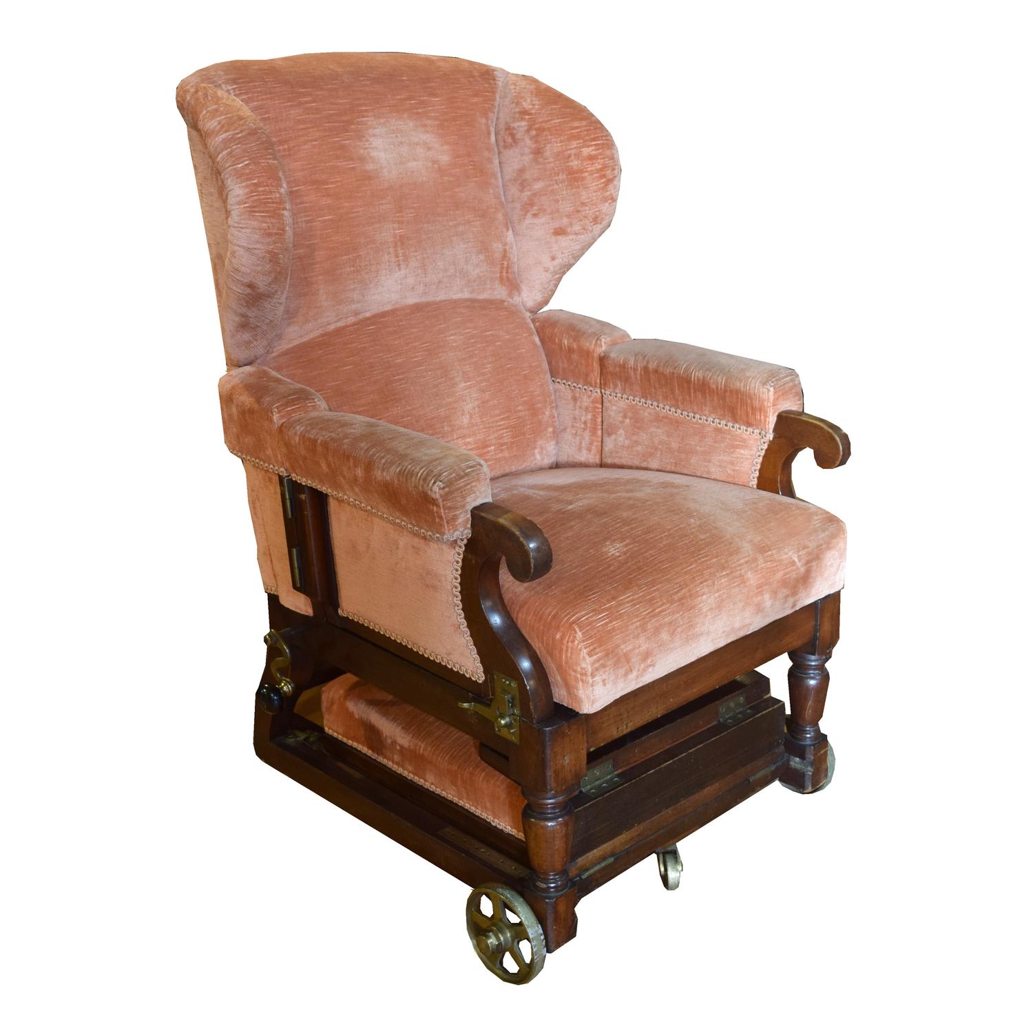 An Adjustable Chair on Casters 28" W x 31" D x 46" H — England, Late 19th Century
