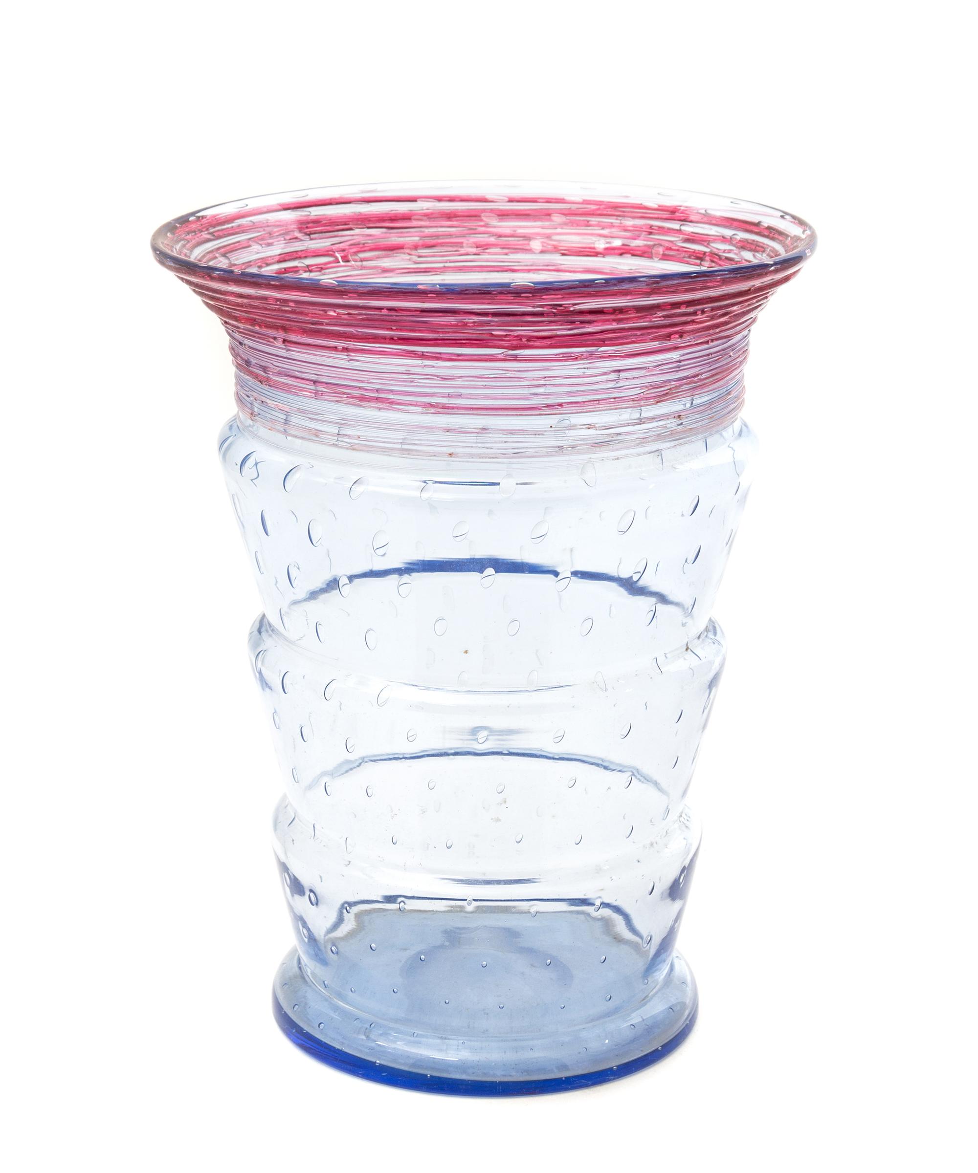 A Steuben Threaded Glass Vase Height 8 inches.