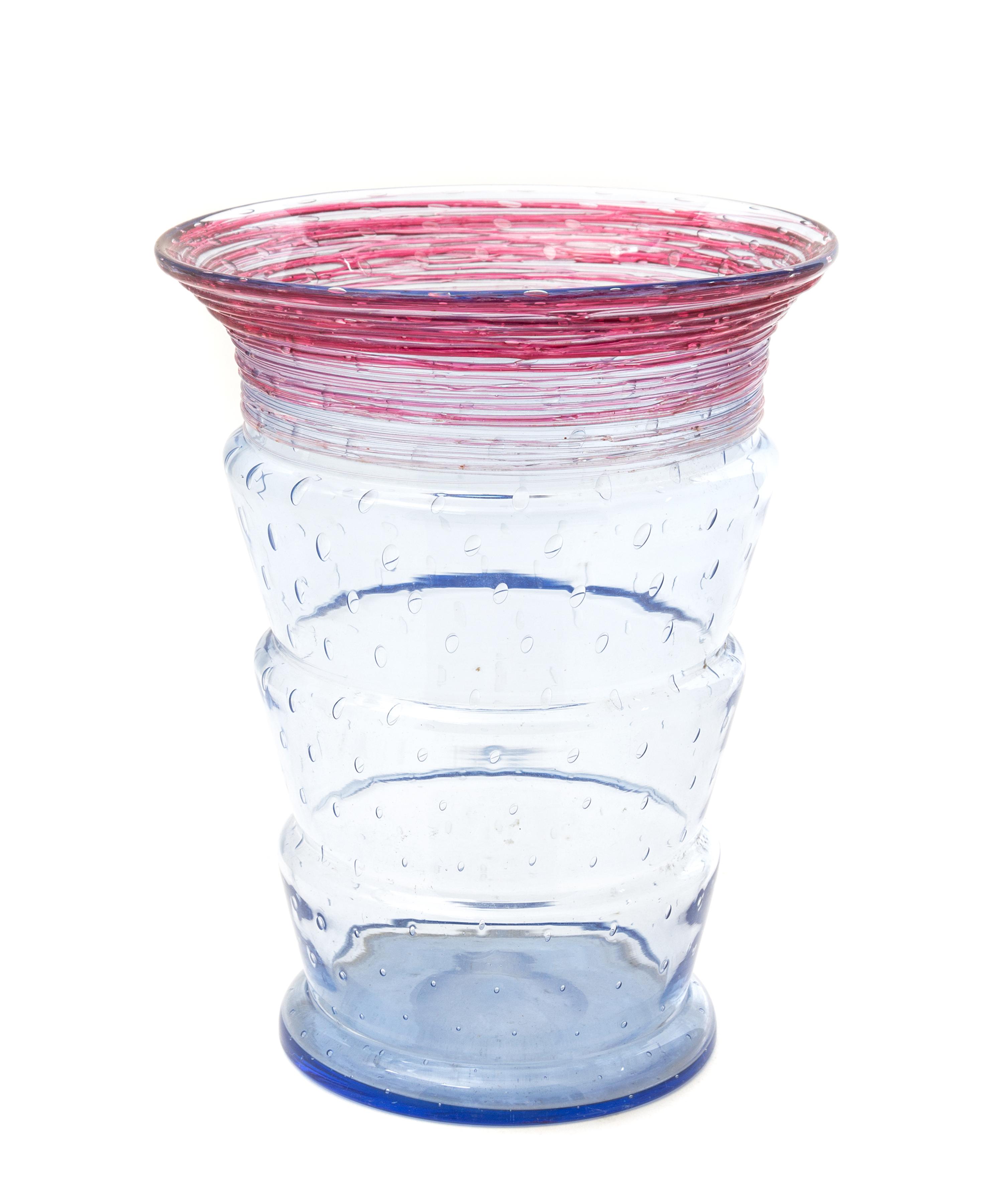 A Steuben Threaded Glass Vase Height 8 inches.