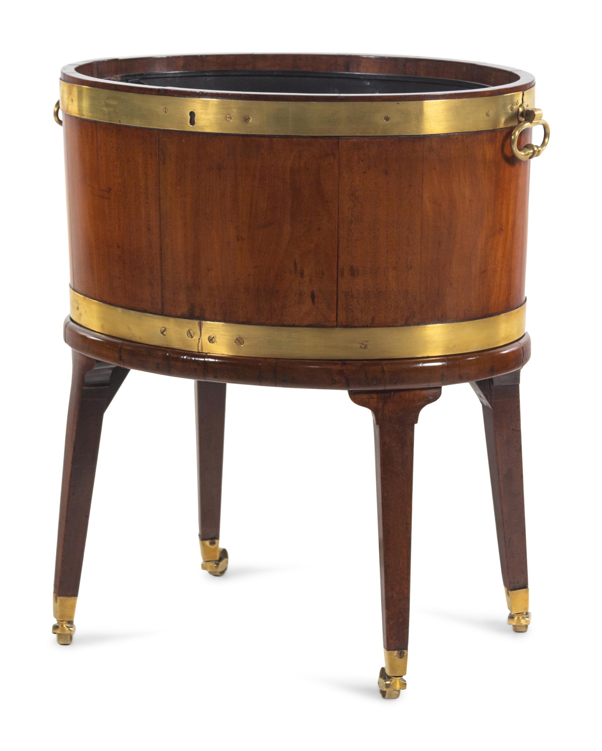 A George III Brass Banded Mahogany Cellarette