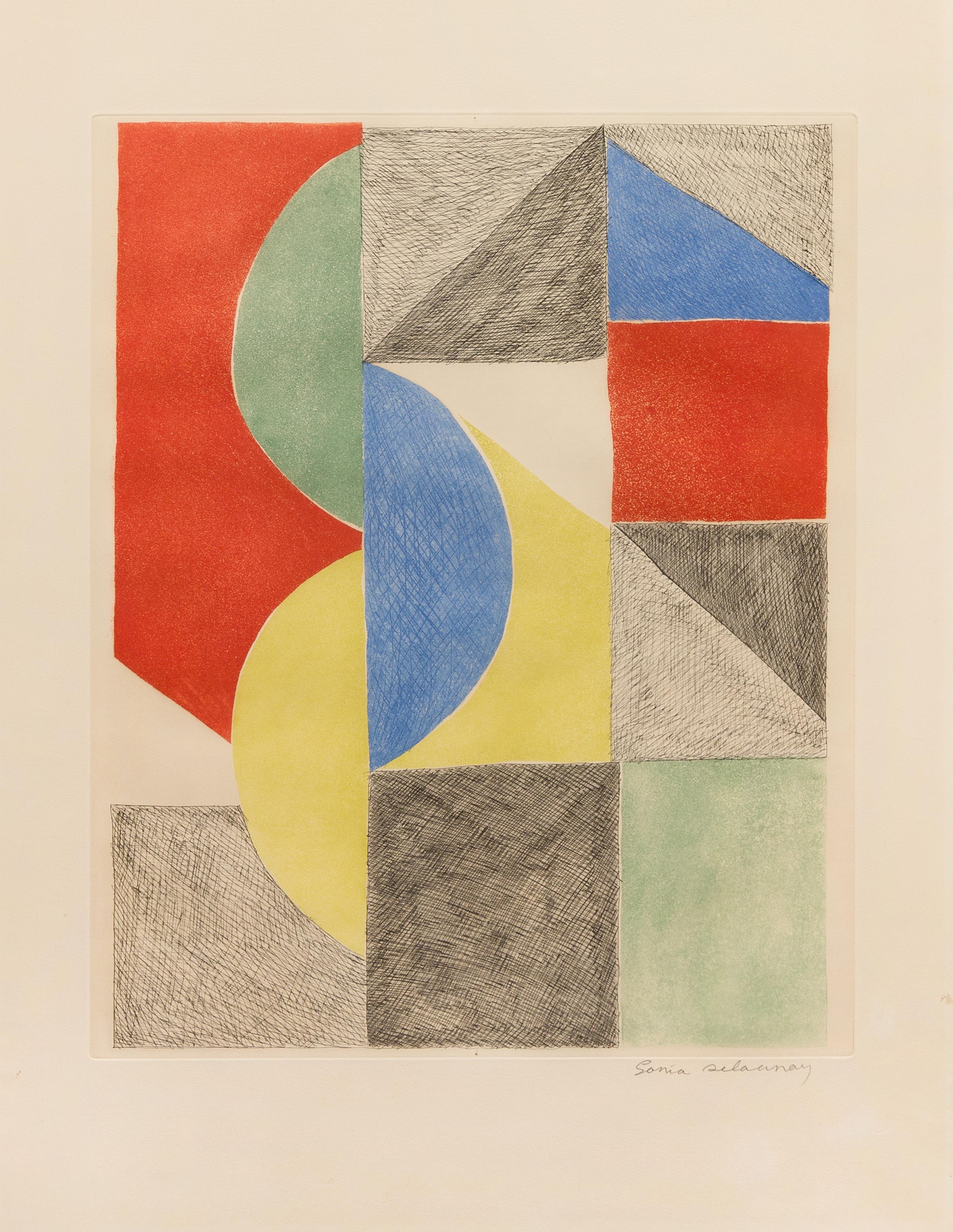 Sonia Delaunay, (Ukrainian/French, 1885-1979), Venise, 1966. Signed.