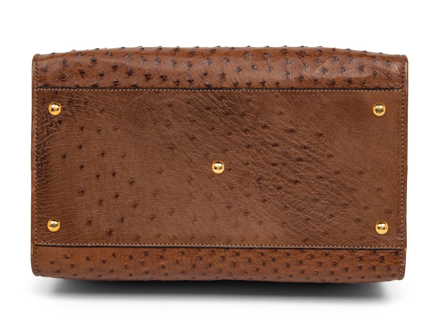 Gucci Brown Ostrich Travel Bag, 1980s