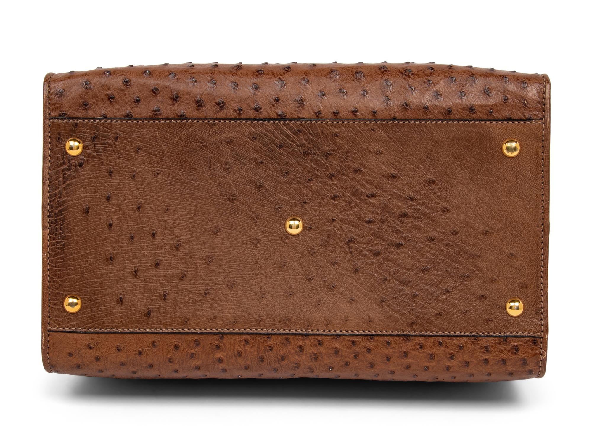 Gucci Brown Ostrich Travel Bag, 1980s