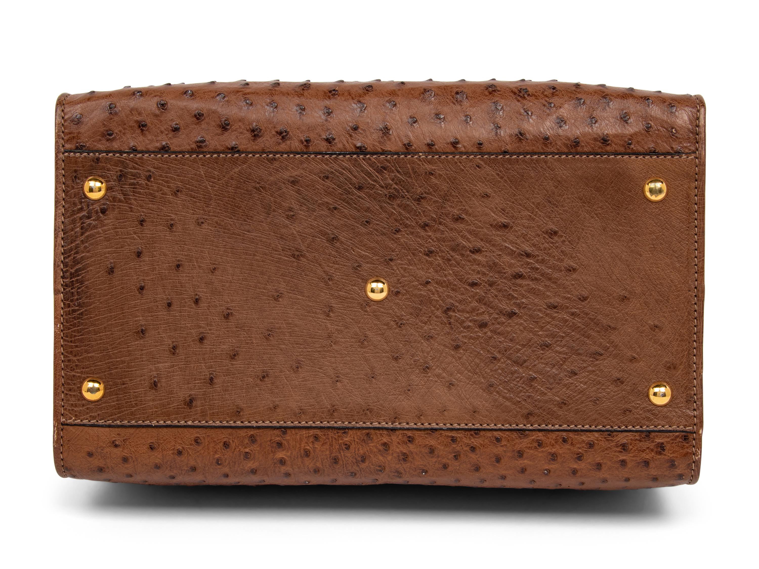Gucci Brown Ostrich Travel Bag, 1980s