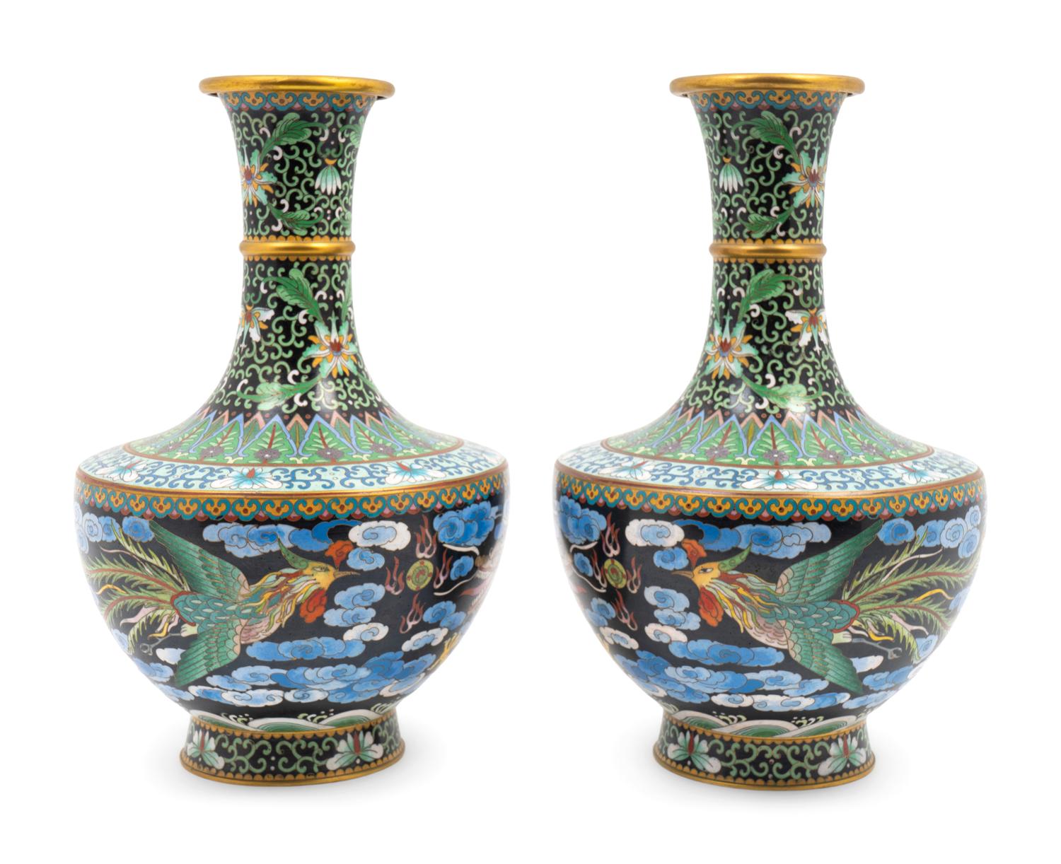 A Pair of Chinese Cloisonne Vases — 20TH CENTURY