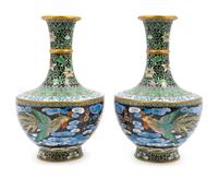 A Pair of Chinese Cloisonne Vases — 20TH CENTURY