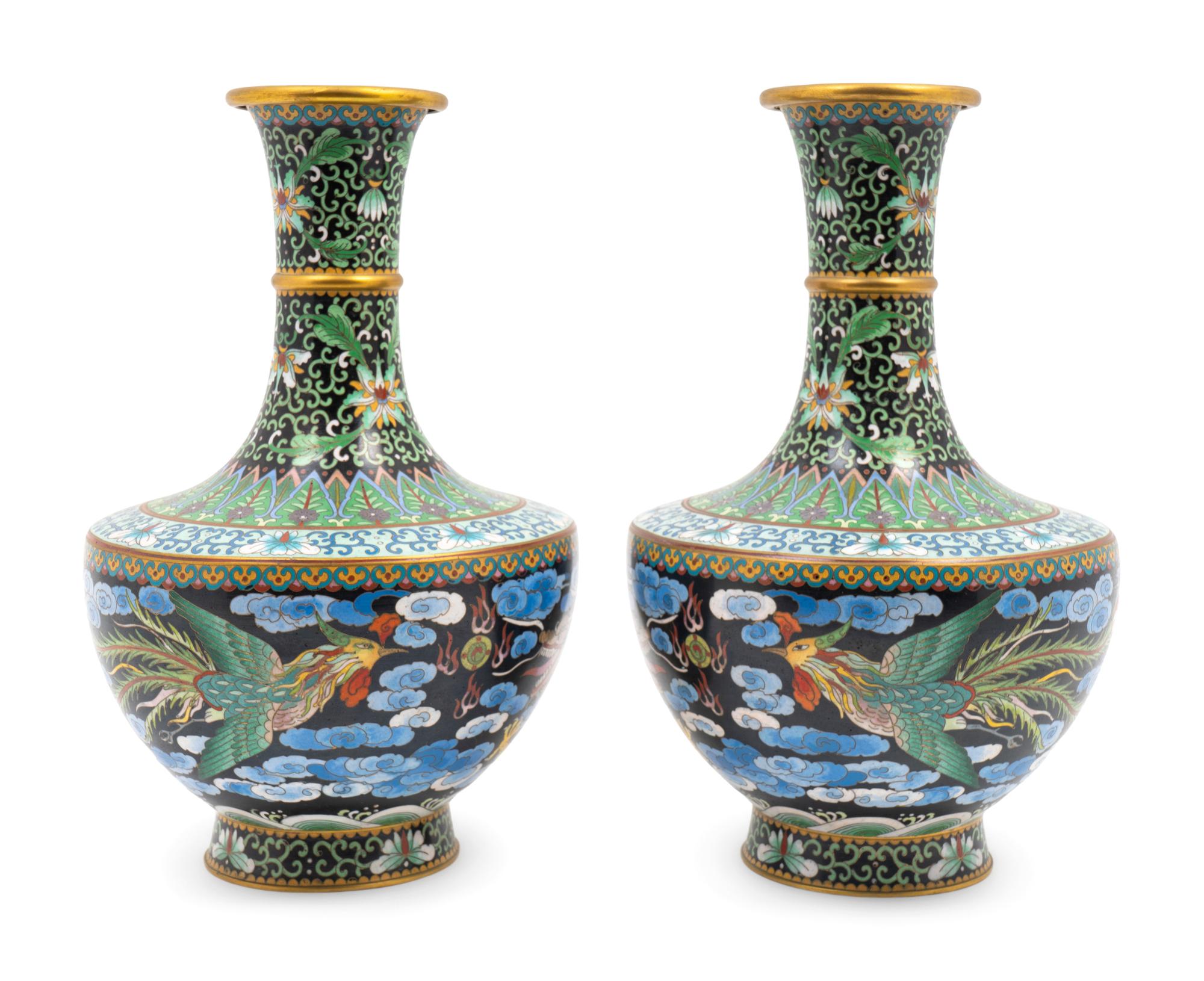 A Pair of Chinese Cloisonne Vases — 20TH CENTURY