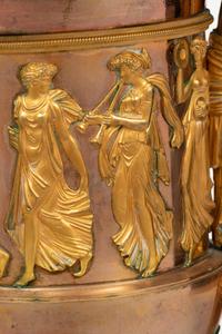 A Pair of Neoclassical Gilt Bronze and Marble Campagna-Form Urns
