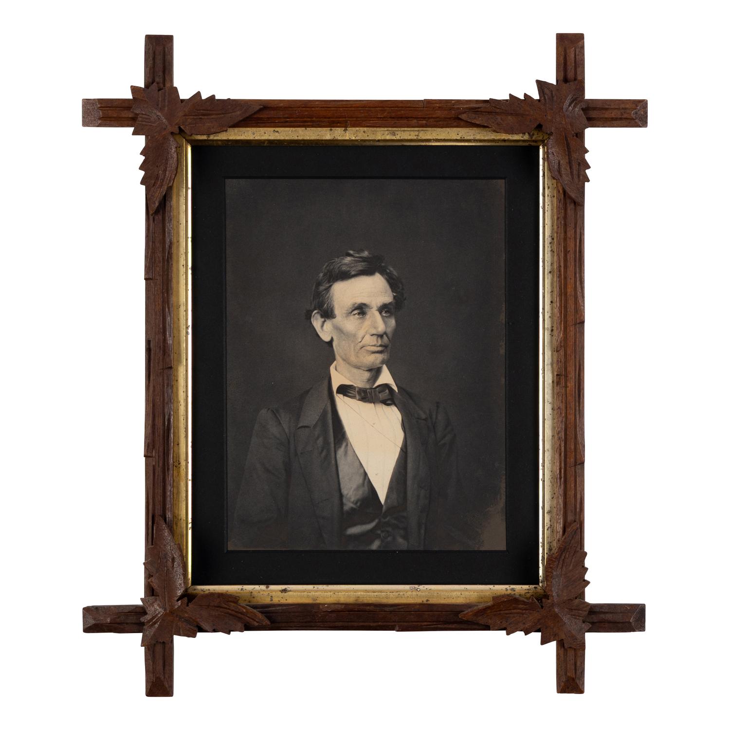 [LINCOLN, Abraham (1809-1865)]. HESLER, Alexander (1823-1895), photographer. Platinum photograph of Abraham Lincoln taken on 3 June 1860. [George B. Ayres, printer, ca 1880s].