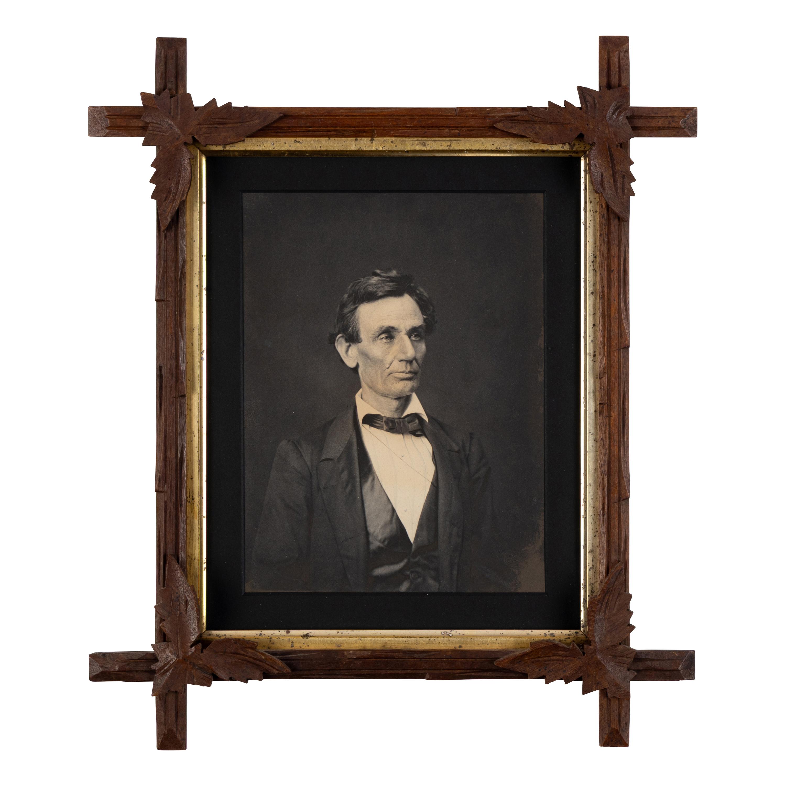 [LINCOLN, Abraham (1809-1865)]. HESLER, Alexander (1823-1895), photographer. Platinum photograph of Abraham Lincoln taken on 3 June 1860. [George B. Ayres, printer, ca 1880s].