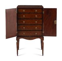 A George III Yew and Satinwood Collector's Cabinet on Stand