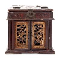 A Chinese Carved Wood Mirror Stand