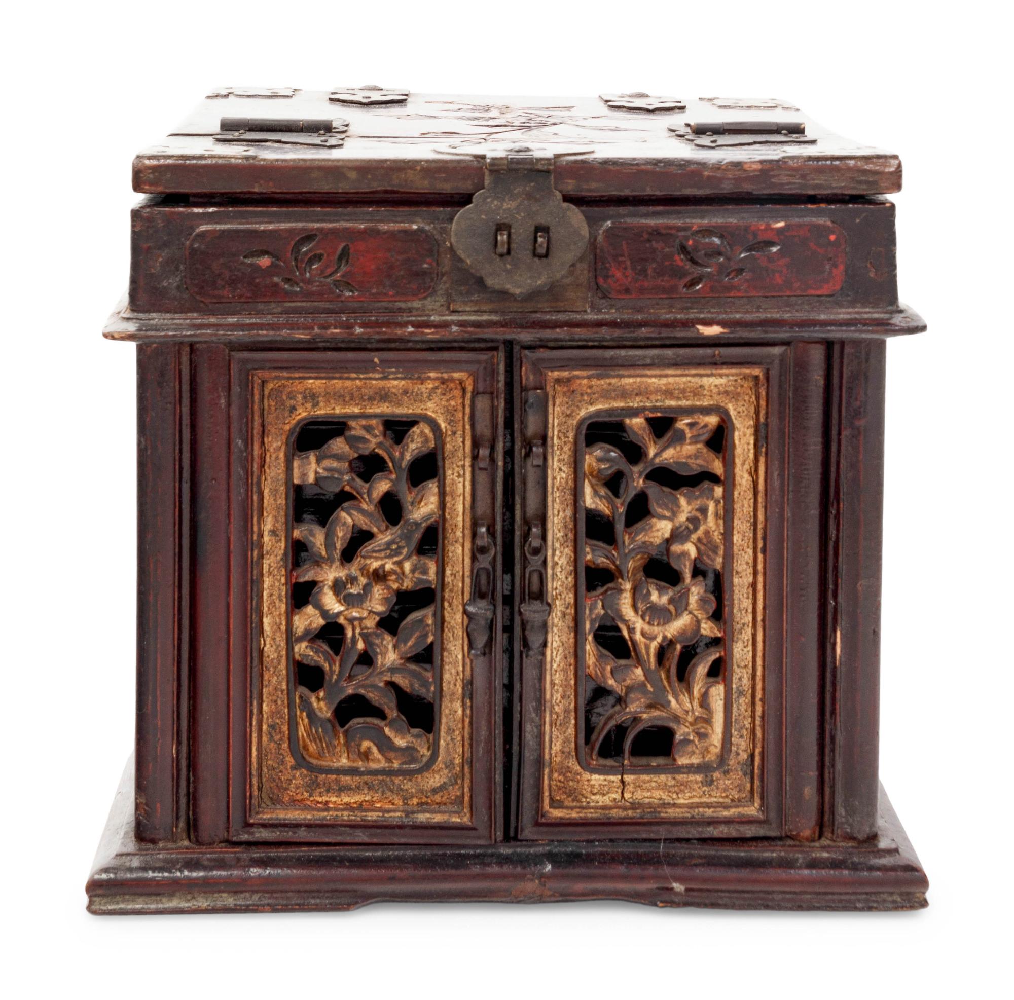 A Chinese Carved Wood Mirror Stand