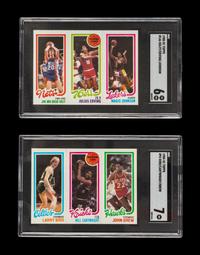 A Group of 1980-81 Topps Magic Johnson and Larry Bird Rookie Basketball Cards