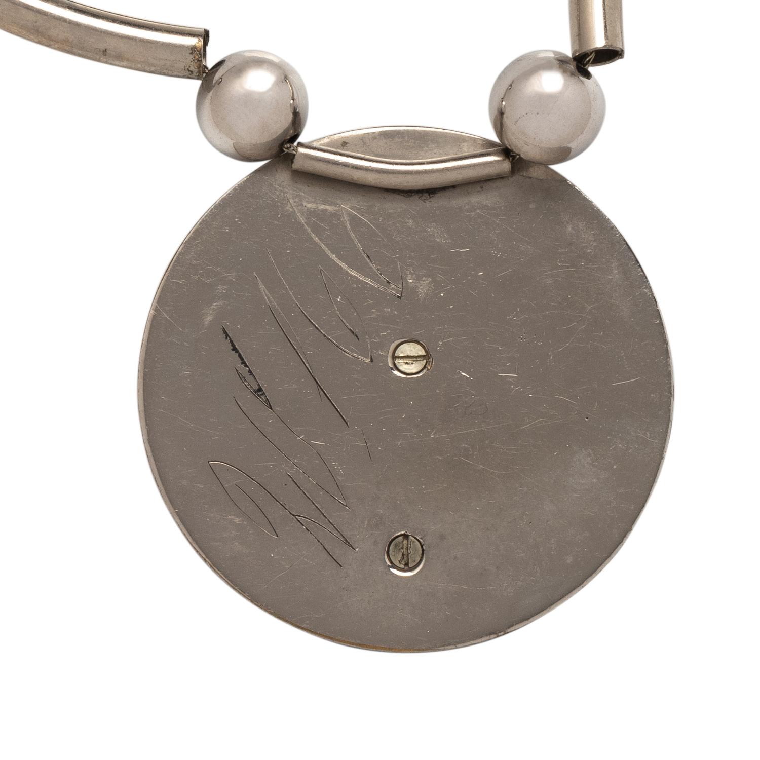ART DECO, CHROME-PLATED BRASS AND GALALITH NECKLACE