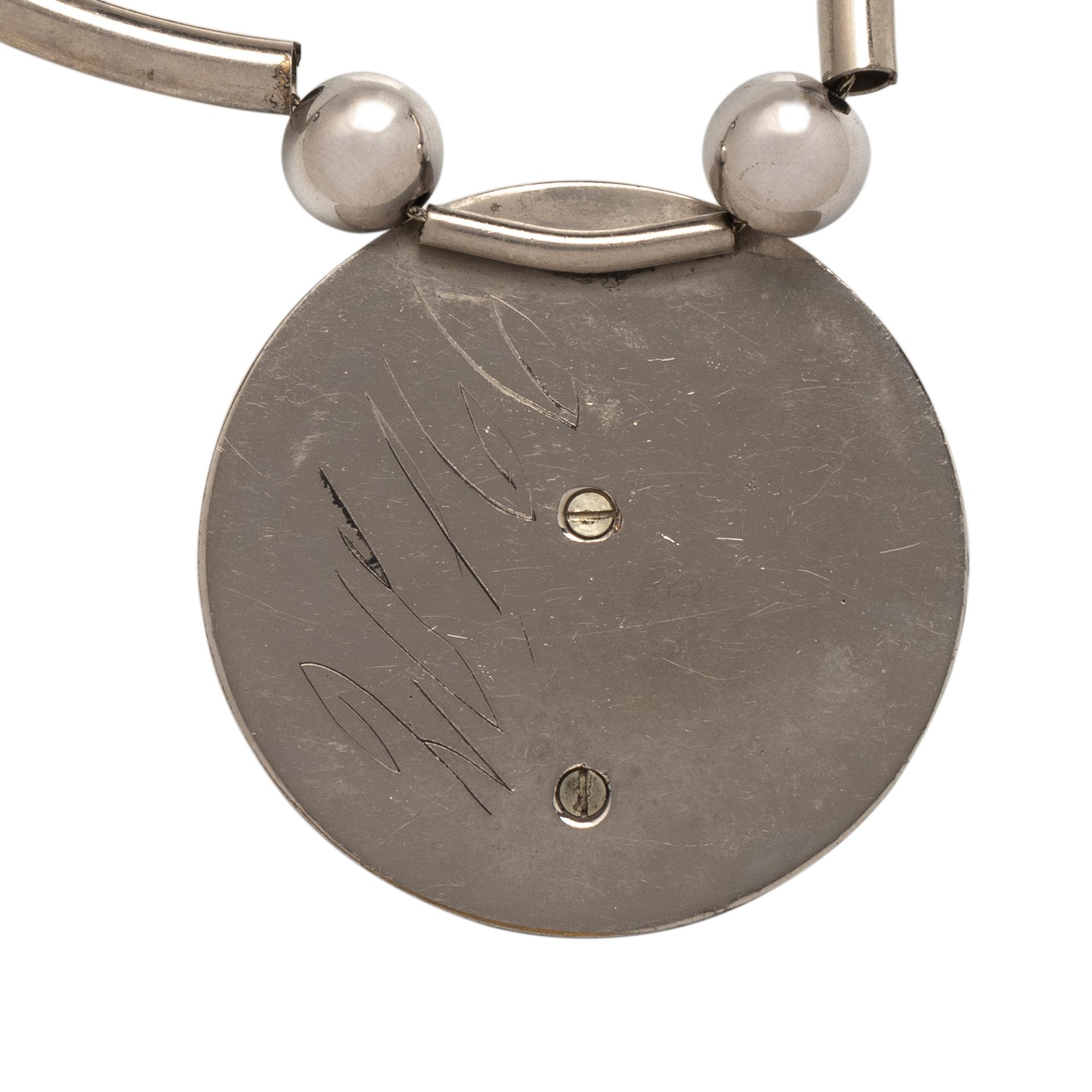 ART DECO, CHROME-PLATED BRASS AND GALALITH NECKLACE