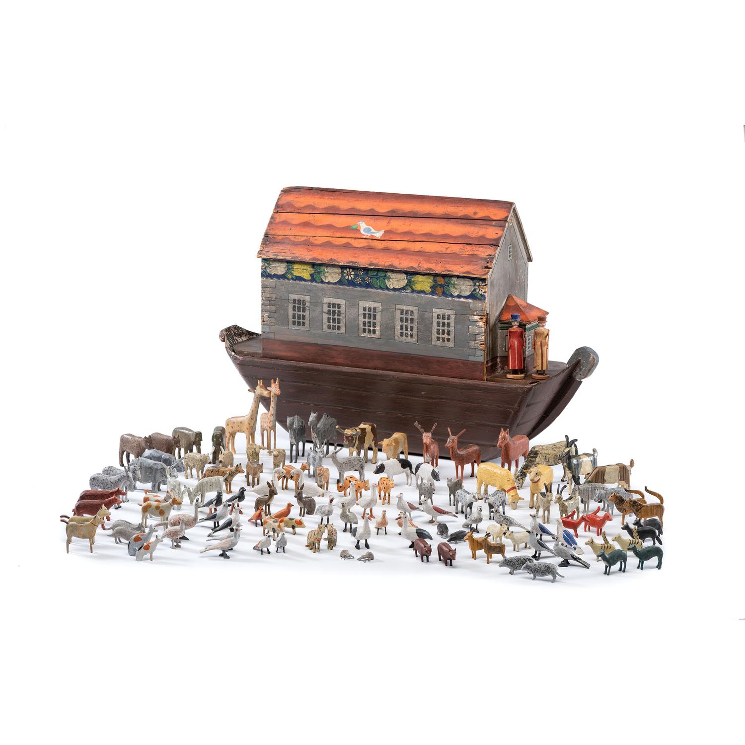 A Large Noah’s Ark with Lift-Off Cover and Large Number of Paired Animals