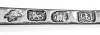 A Group of Five Georgian Silver Serving Spoons, Various Makers, comprising a George III serving spoon with an Old English handle, Thoma