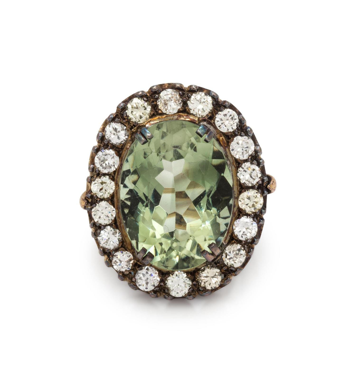 QUARTZ AND DIAMOND RING