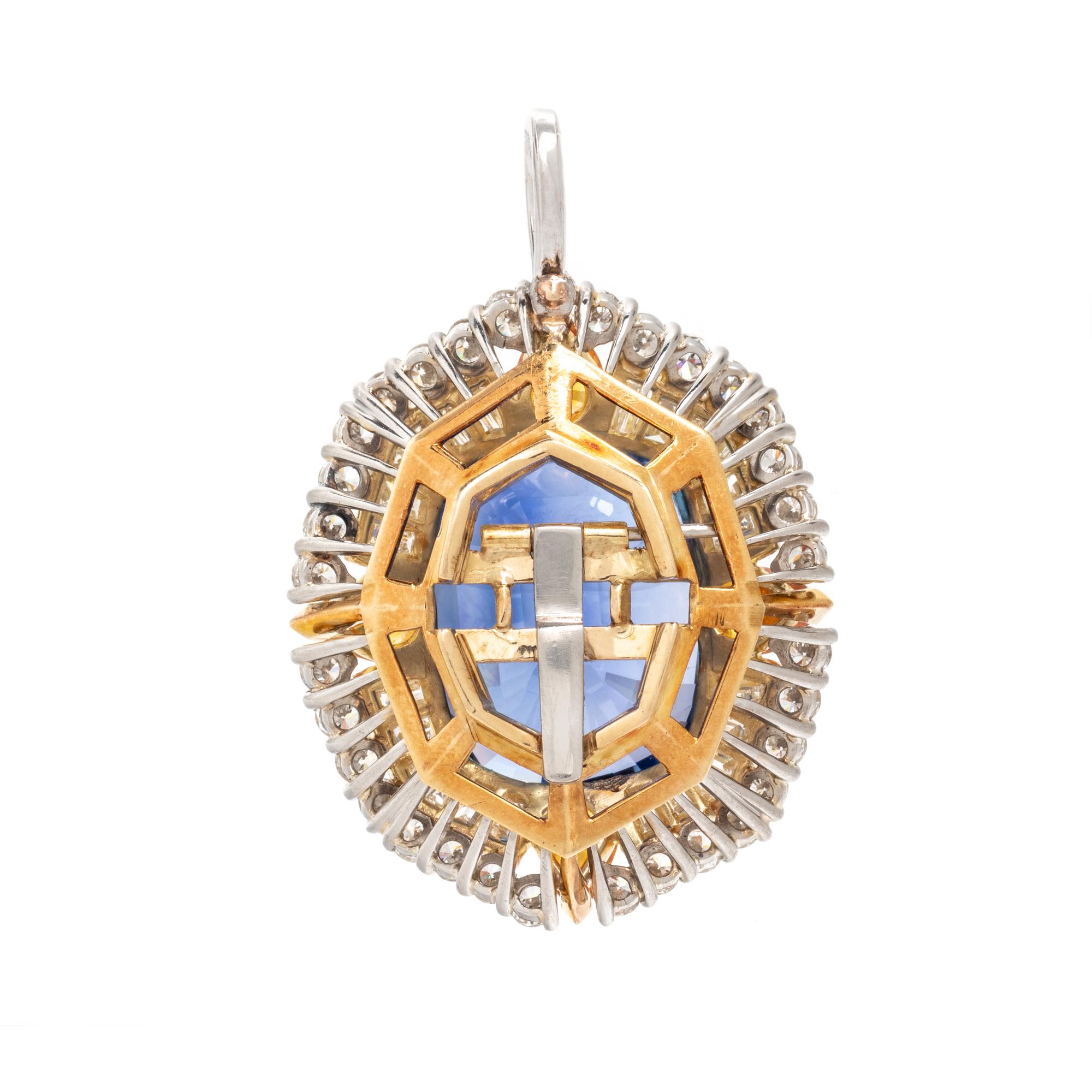 CEYLON SAPPHIRE, YELLOW SAPPHIRE AND DIAMOND PENDANT
