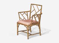 A Set of Six Regency Faux Bamboo Cockpen Armchairs