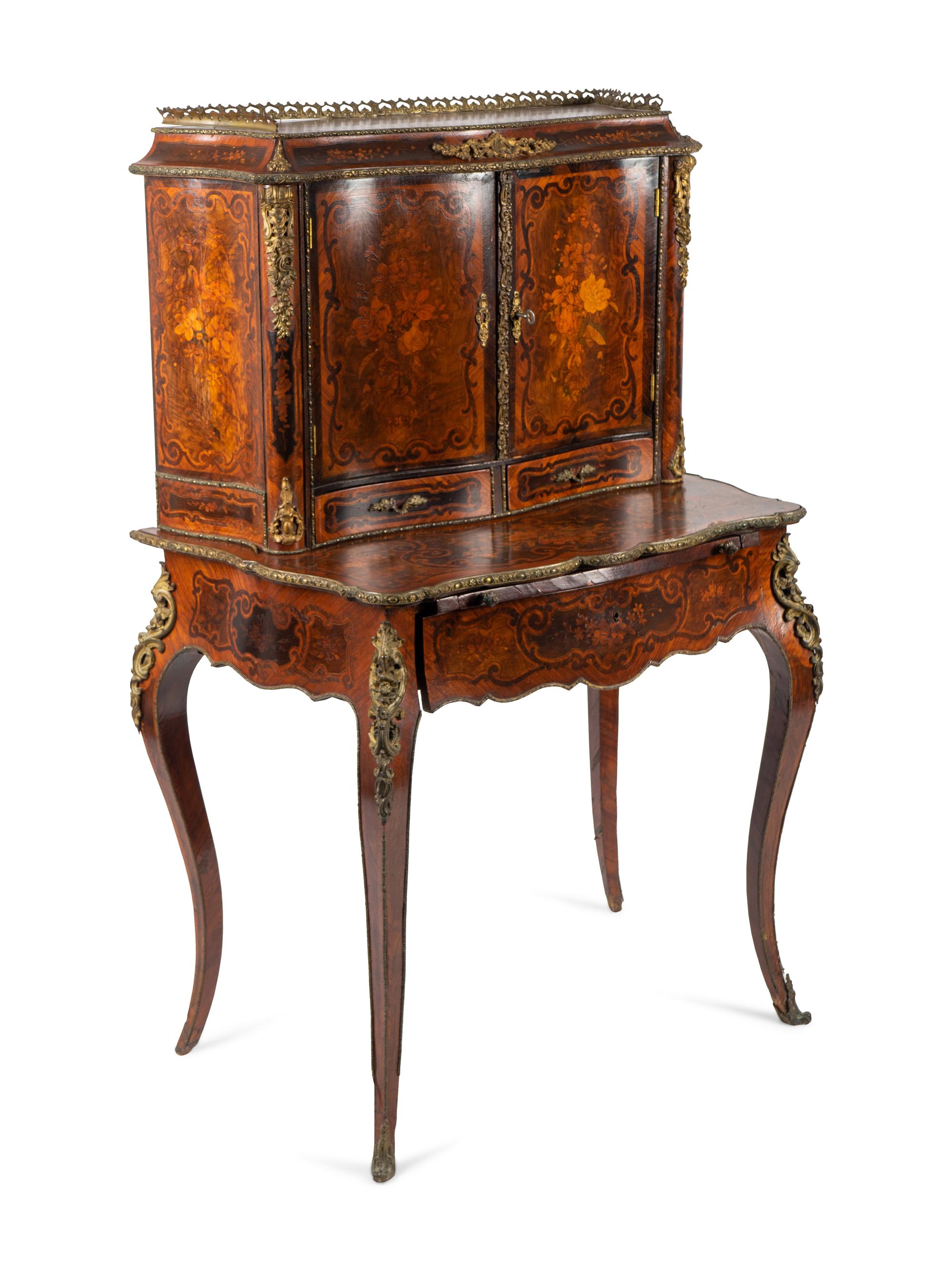 A French Napoleon III Marquetry-inlaid Bonheur du Jour — THIRD QUARTER 19TH CENTURY