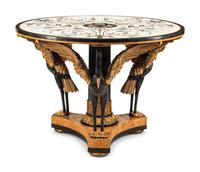 An Italian Parcel-Gilt and Ebonized Pietra Dura-Top Center Table