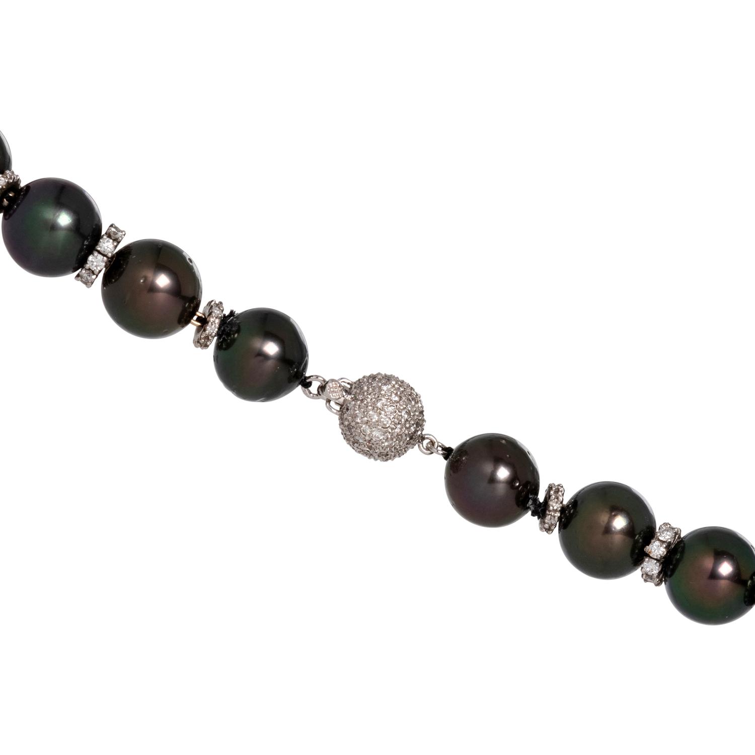 CULTURED TAHITIAN PEARL AND DIAMOND NECKLACE