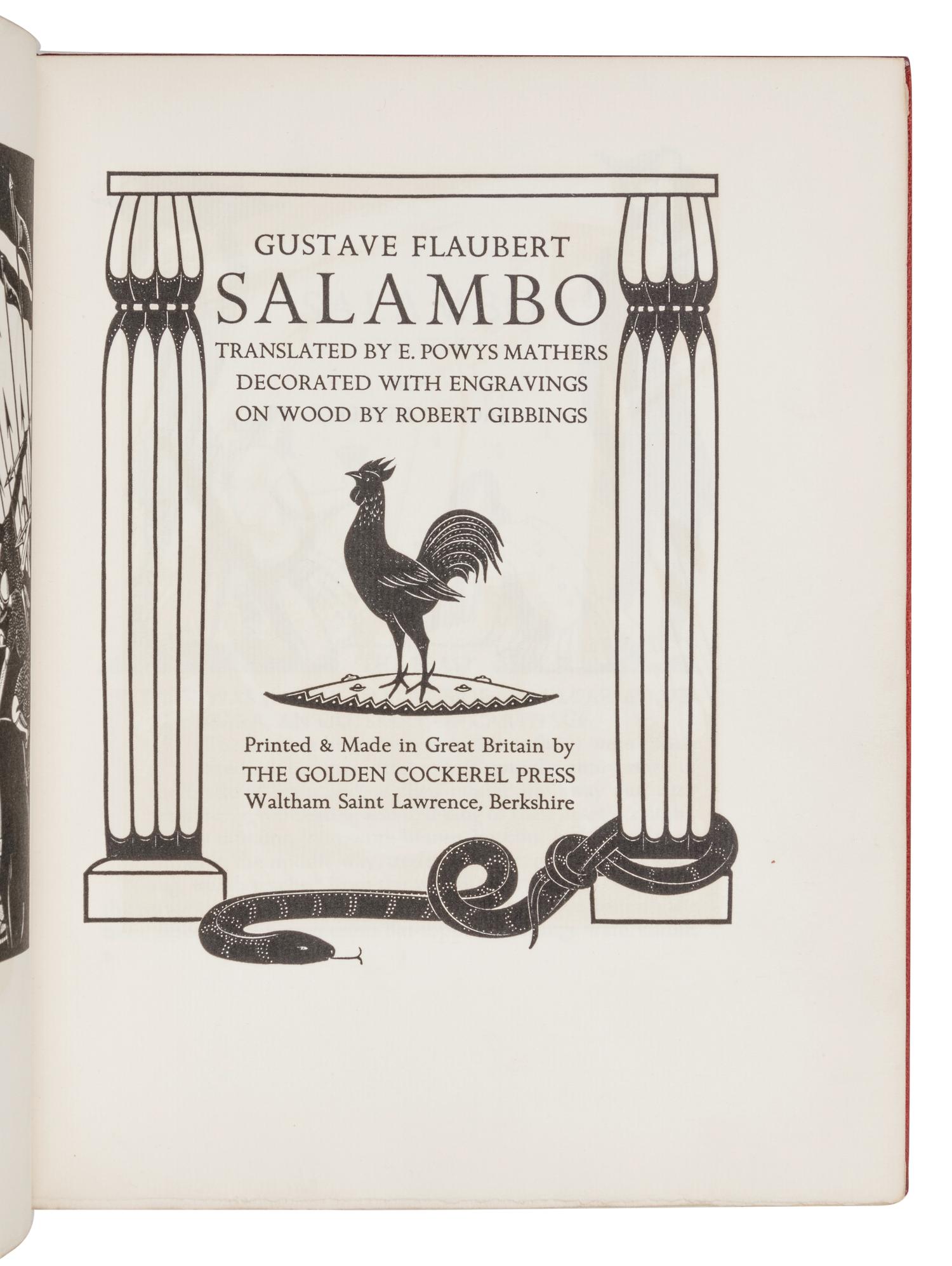 [GOLDEN COCKEREL PRESS] -- [CUNEO FINE BINDING STUDIO]. FLAUBERT, Gustave (1821-1880). Salambo . Waltham Saint Lawrence, Berkshire: The Golden Cockerel Press, 1931.