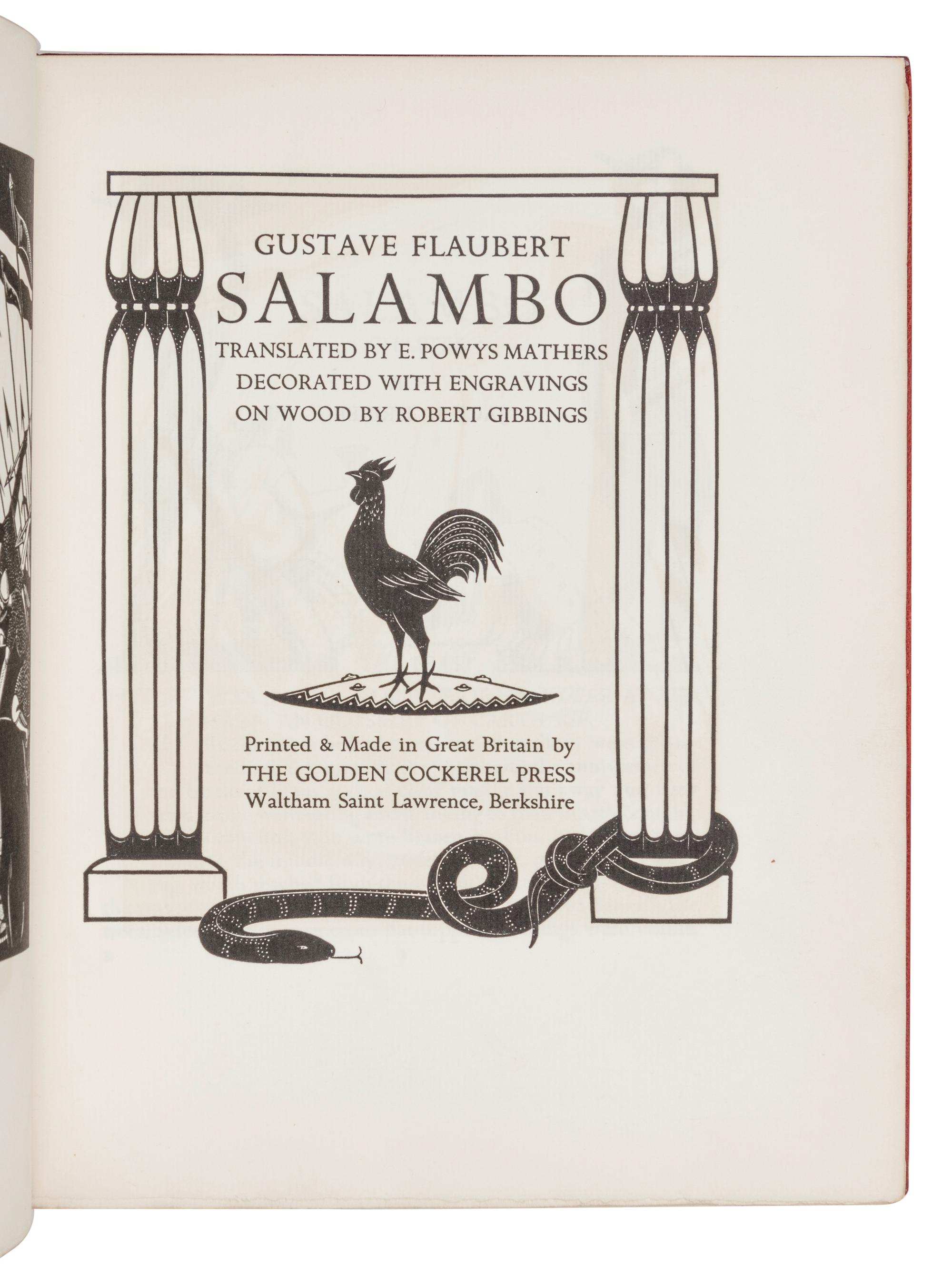 [GOLDEN COCKEREL PRESS] -- [CUNEO FINE BINDING STUDIO]. FLAUBERT, Gustave (1821-1880). Salambo . Waltham Saint Lawrence, Berkshire: The Golden Cockerel Press, 1931.