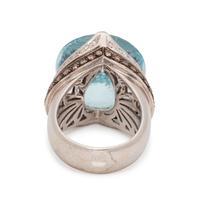 AQUAMARINE AND DIAMOND RING