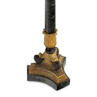 A Pair of Charles X Gilt and Patinated Bronze Mounted Marble Seven-Light Candelabra