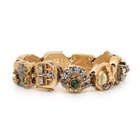 YELLOW GOLD AND MULTIGEM SLIDE CHARM BRACELET