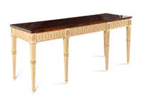 A George III Mahogany, Tulipwood, Cream-Painted and Parcel-Gilt Side Table