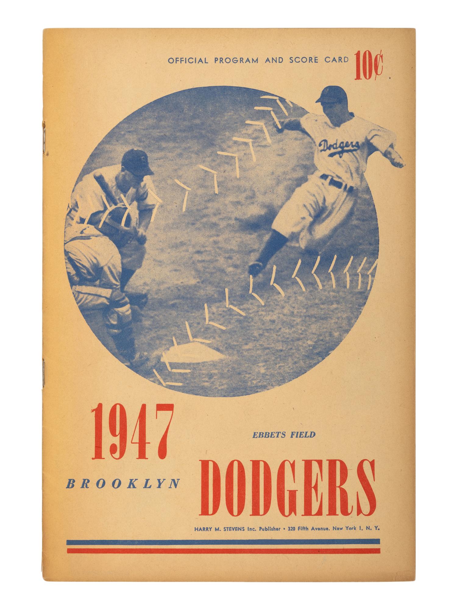 An Original April 13, 1947 Brooklyn Dodgers vs. New York Yankees Ebbets Field Program / Scorecard from Jackie Robinson's Last Exhibition Game Before Major League Debut