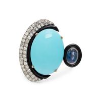 GEMSTONE AND DIAMOND RING