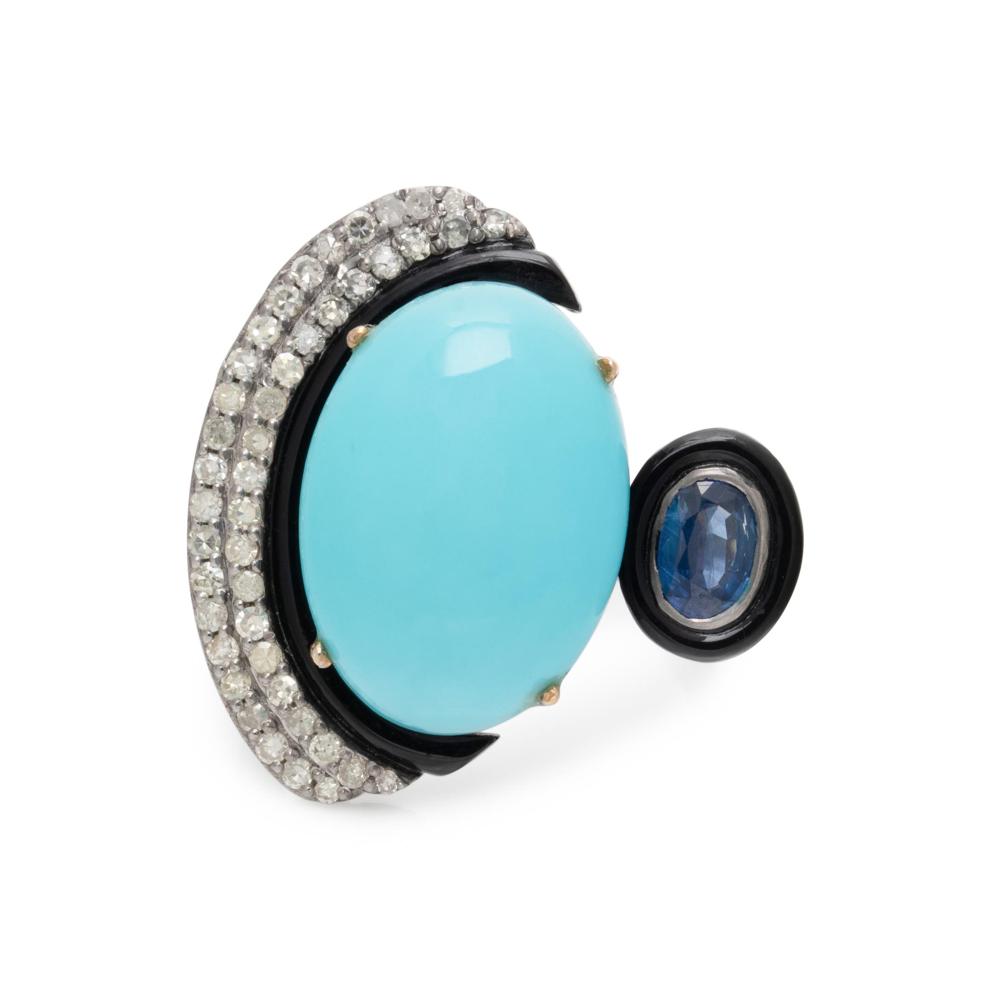 GEMSTONE AND DIAMOND RING