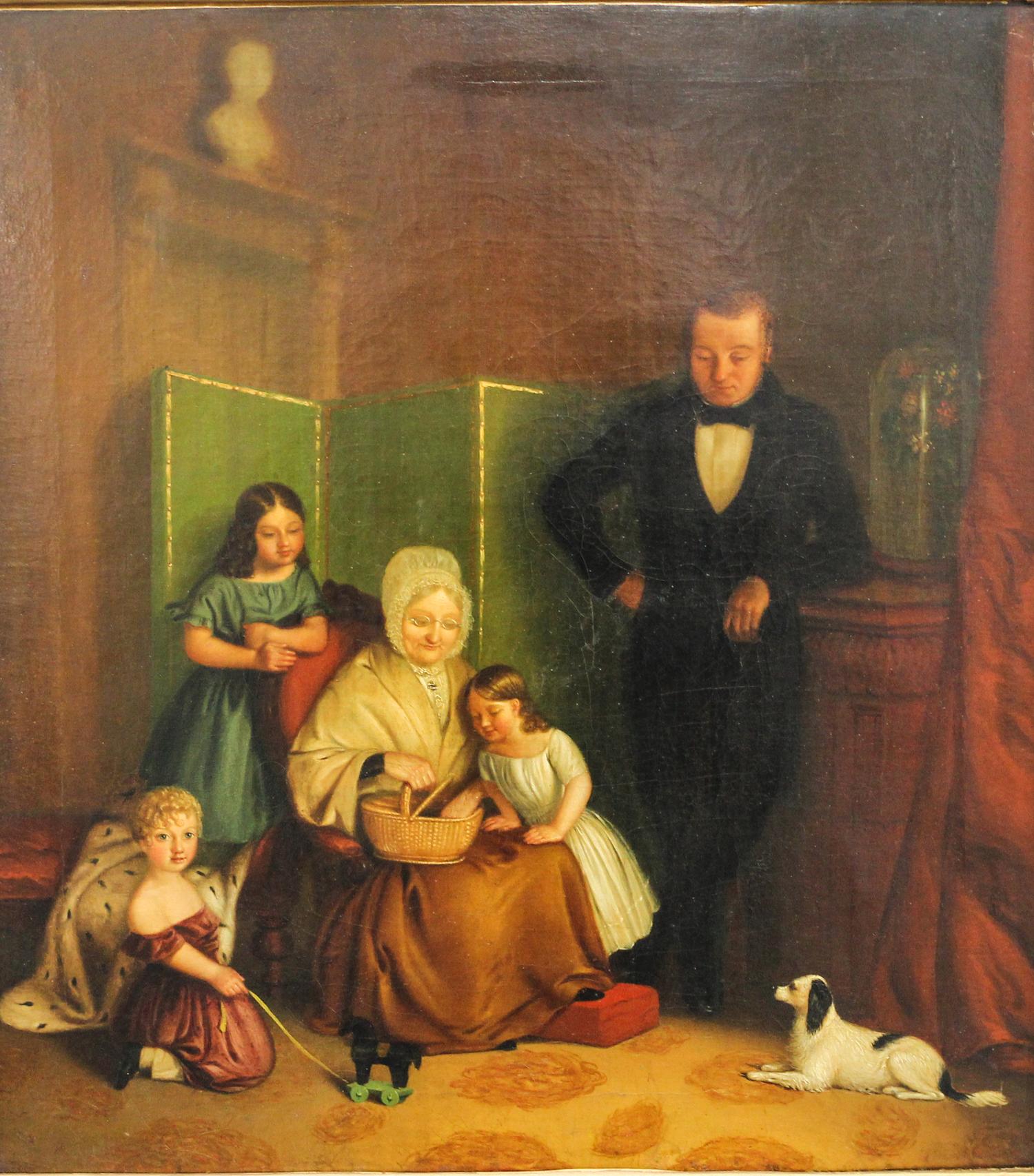 Artist Unknown, (19th century), A Family Before a Folding Screen