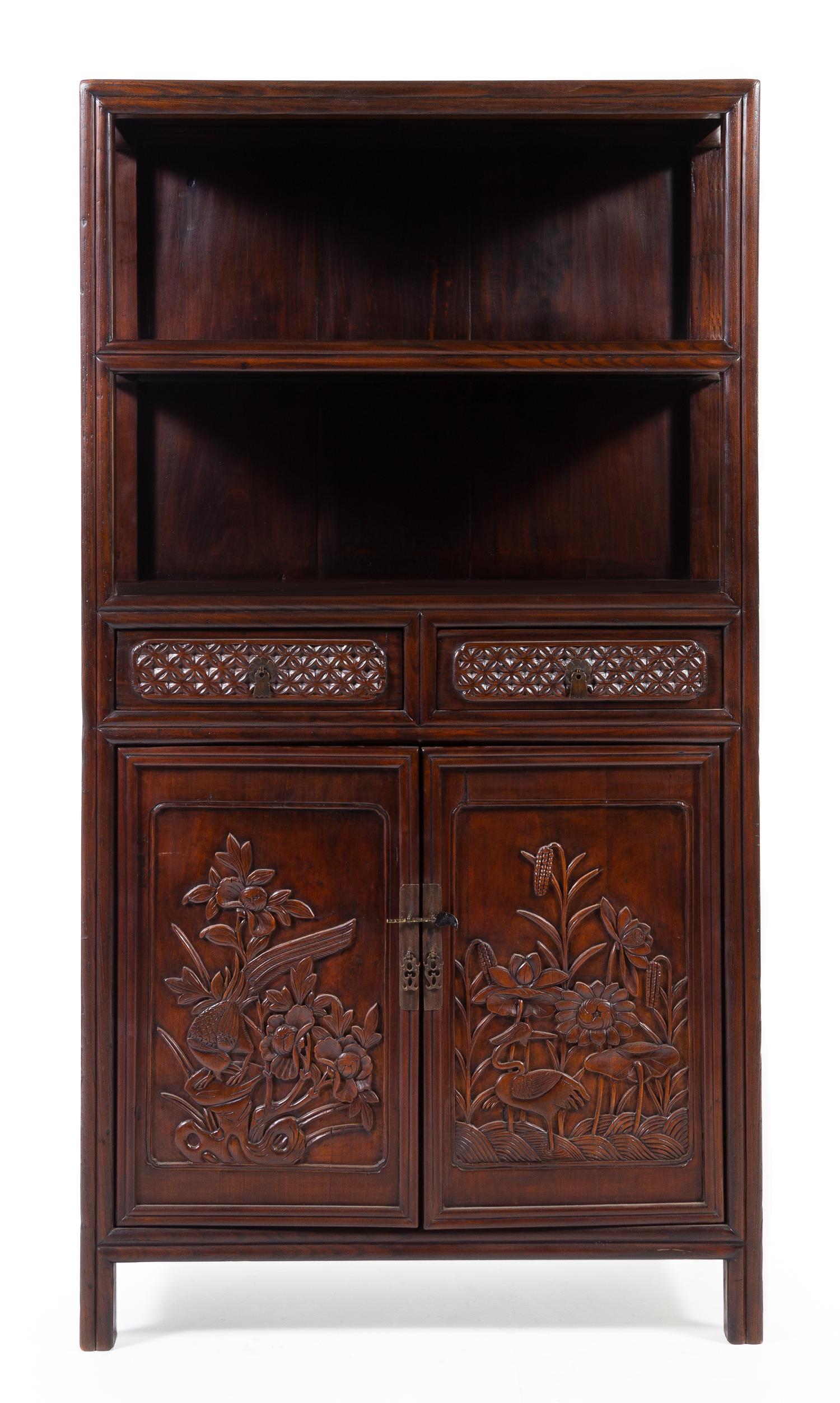 A Chinese Hongmu Display Cabinet Lianggegui Height 71 1/4 x width 38 1/2 x depth 17 1/2 inches. — LATE QING DYNASTY