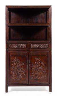 A Chinese Hongmu Display Cabinet Lianggegui Height 71 1/4 x width 38 1/2 x depth 17 1/2 inches. — LATE QING DYNASTY