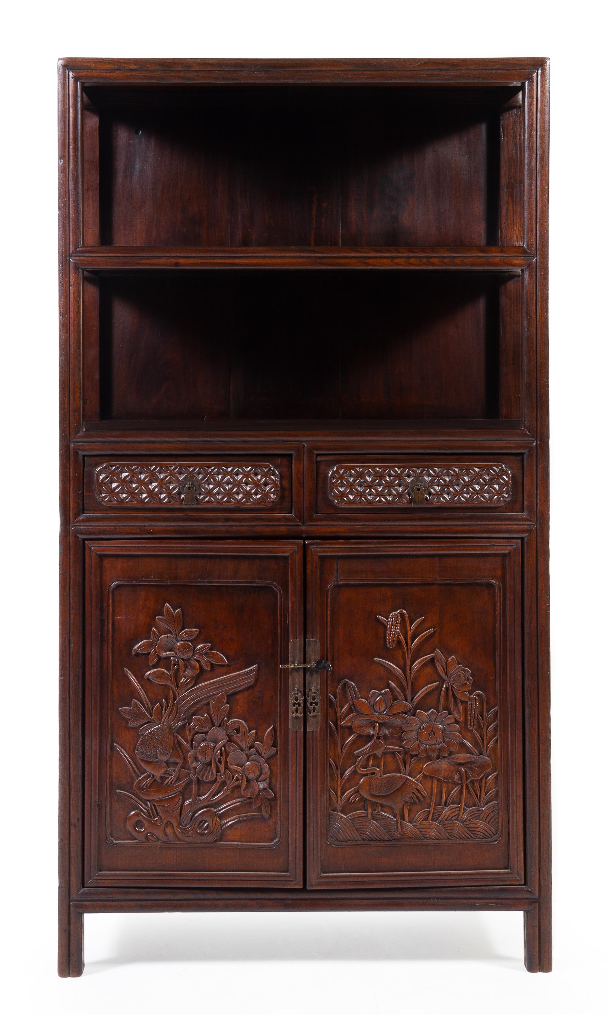 A Chinese Hongmu Display Cabinet Lianggegui Height 71 1/4 x width 38 1/2 x depth 17 1/2 inches. — LATE QING DYNASTY