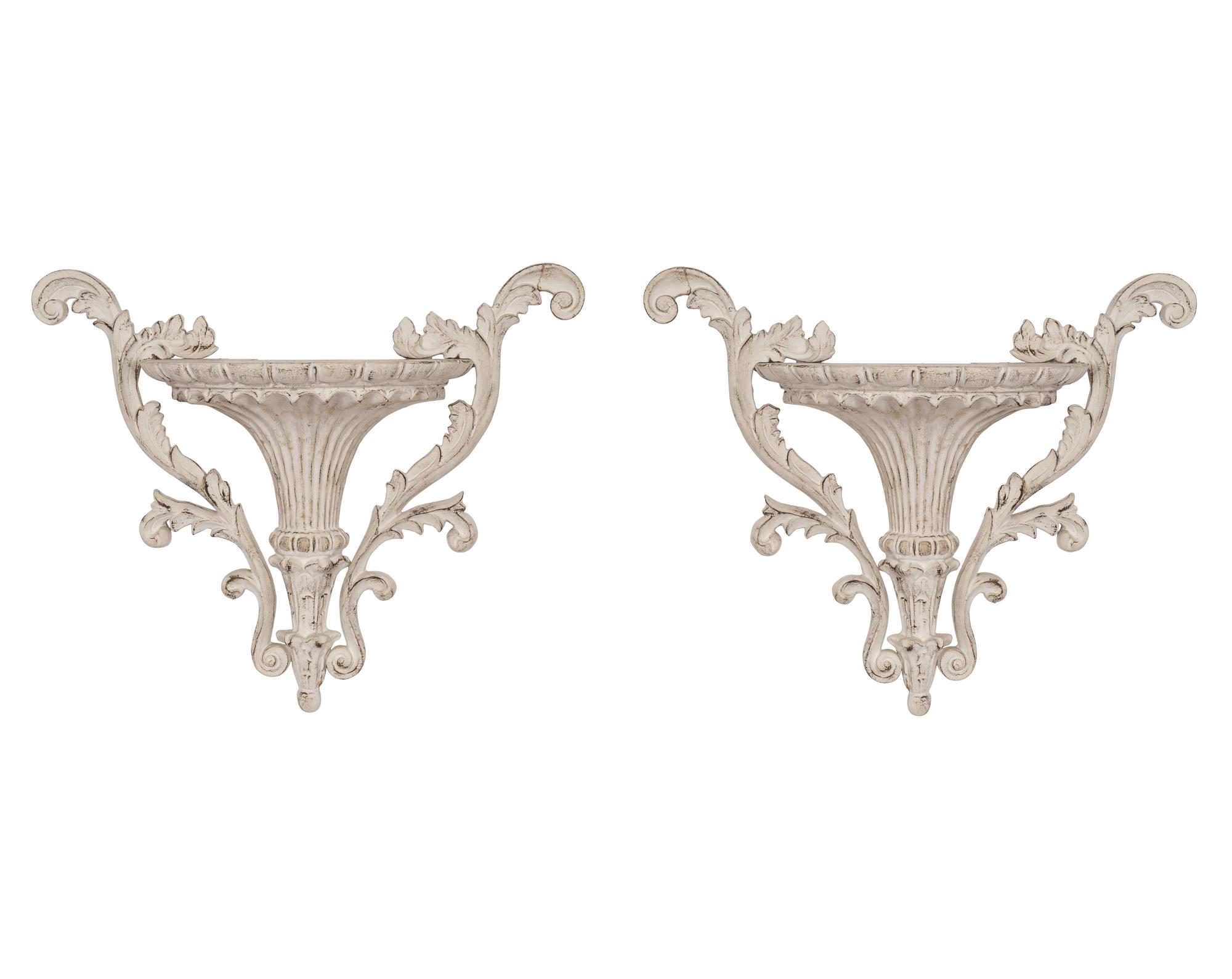 A Pair of Georgian Style White Painted Wall Brackets