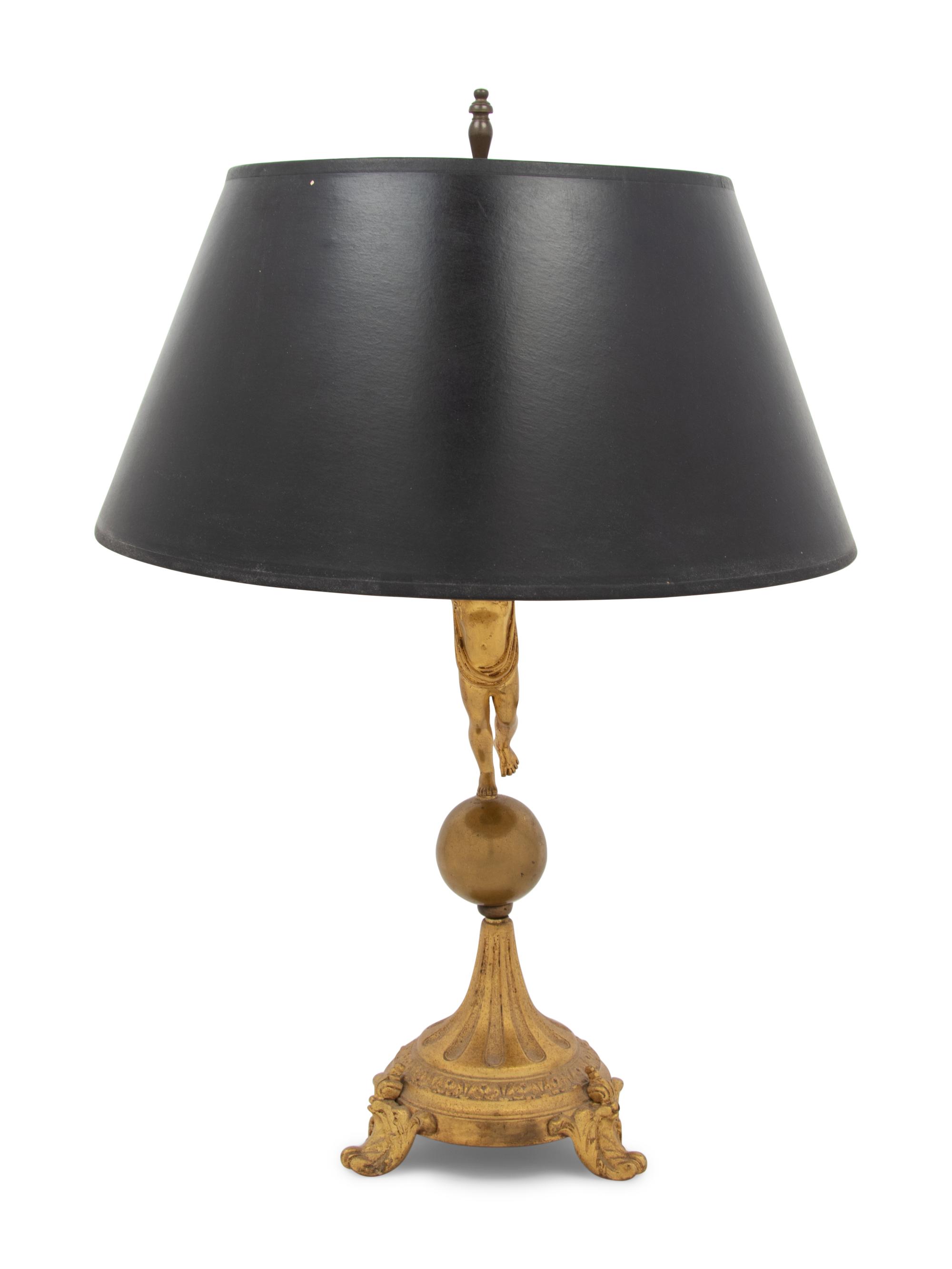 A Continental Gilt Metal Figural Lamp