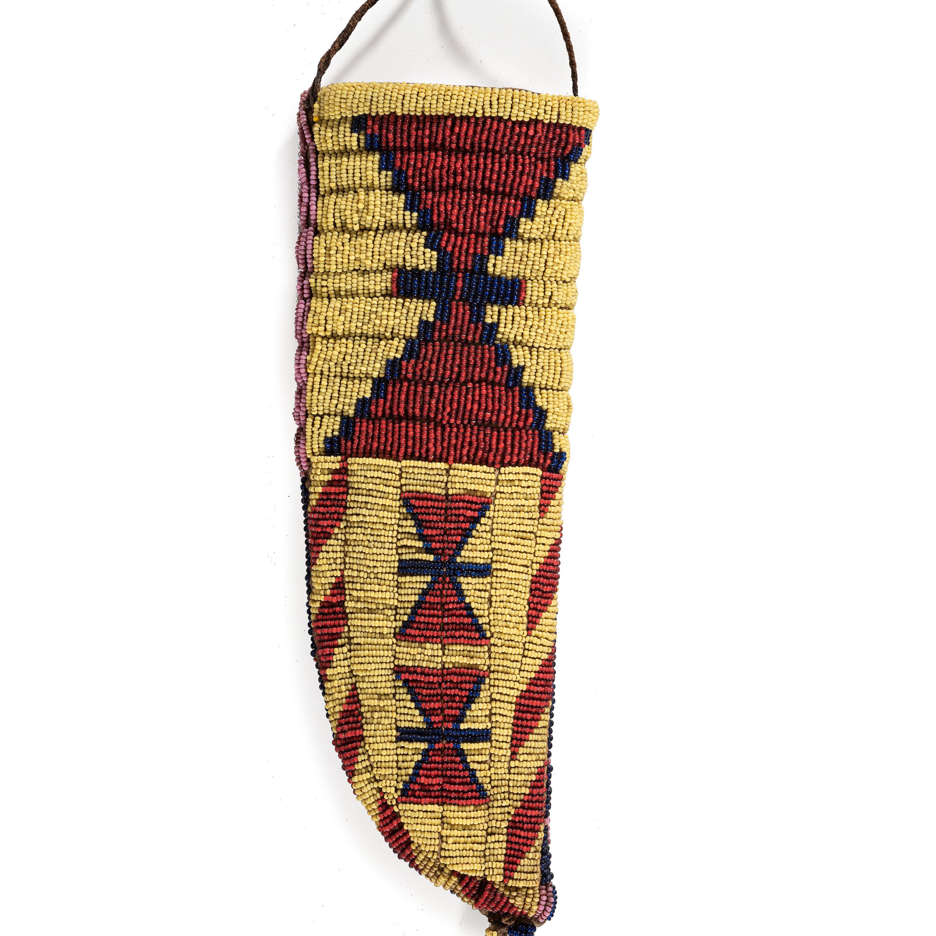 Plains Cree Double-Sided Buffalo Hide Knife Sheath
