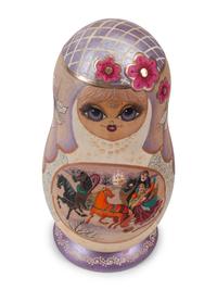 A Collection of Eight Russian Lacquer Matryoshka Nesting Dolls