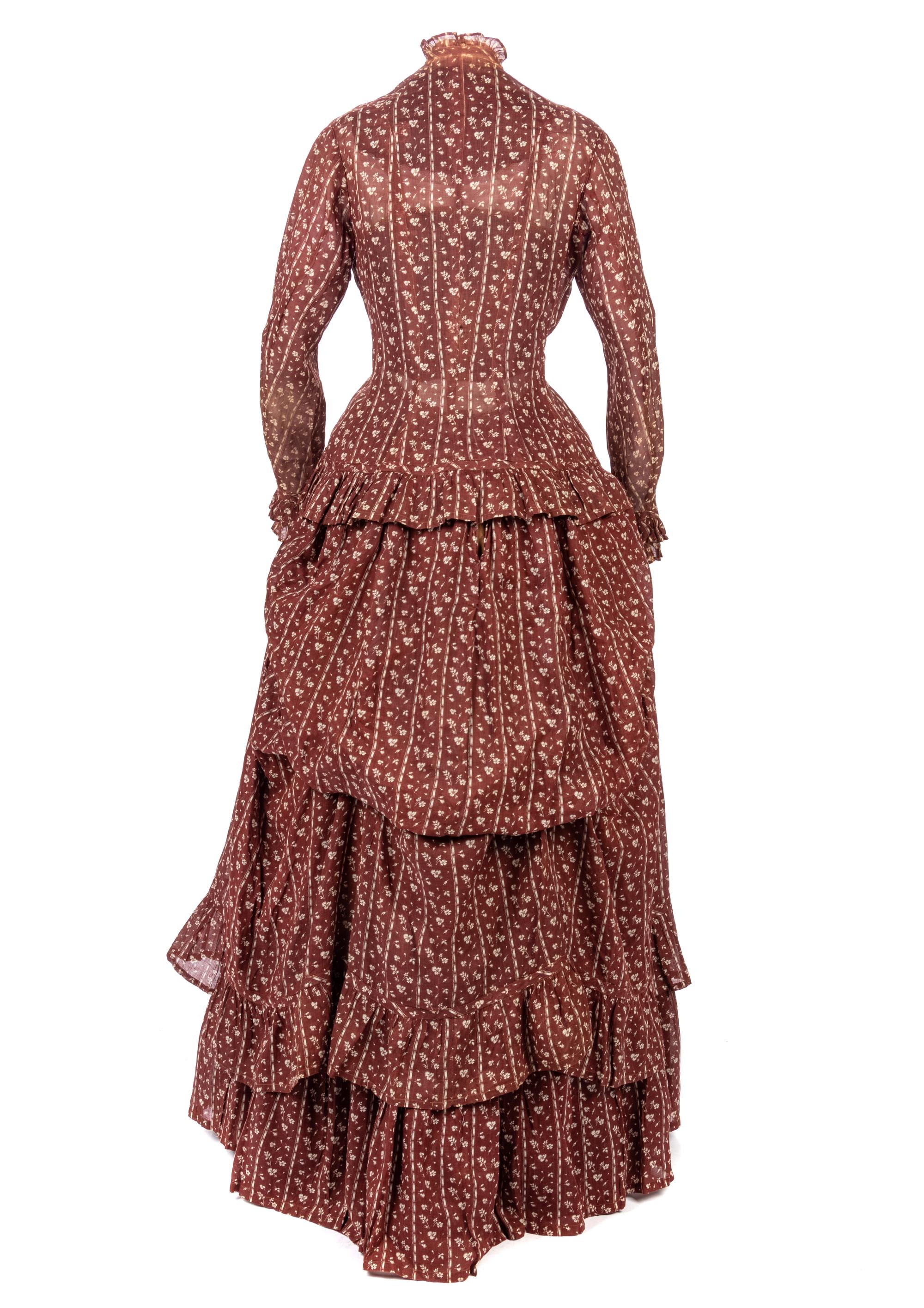 Two Printed Cotton Dresses, and One Blouse, 1870-80s