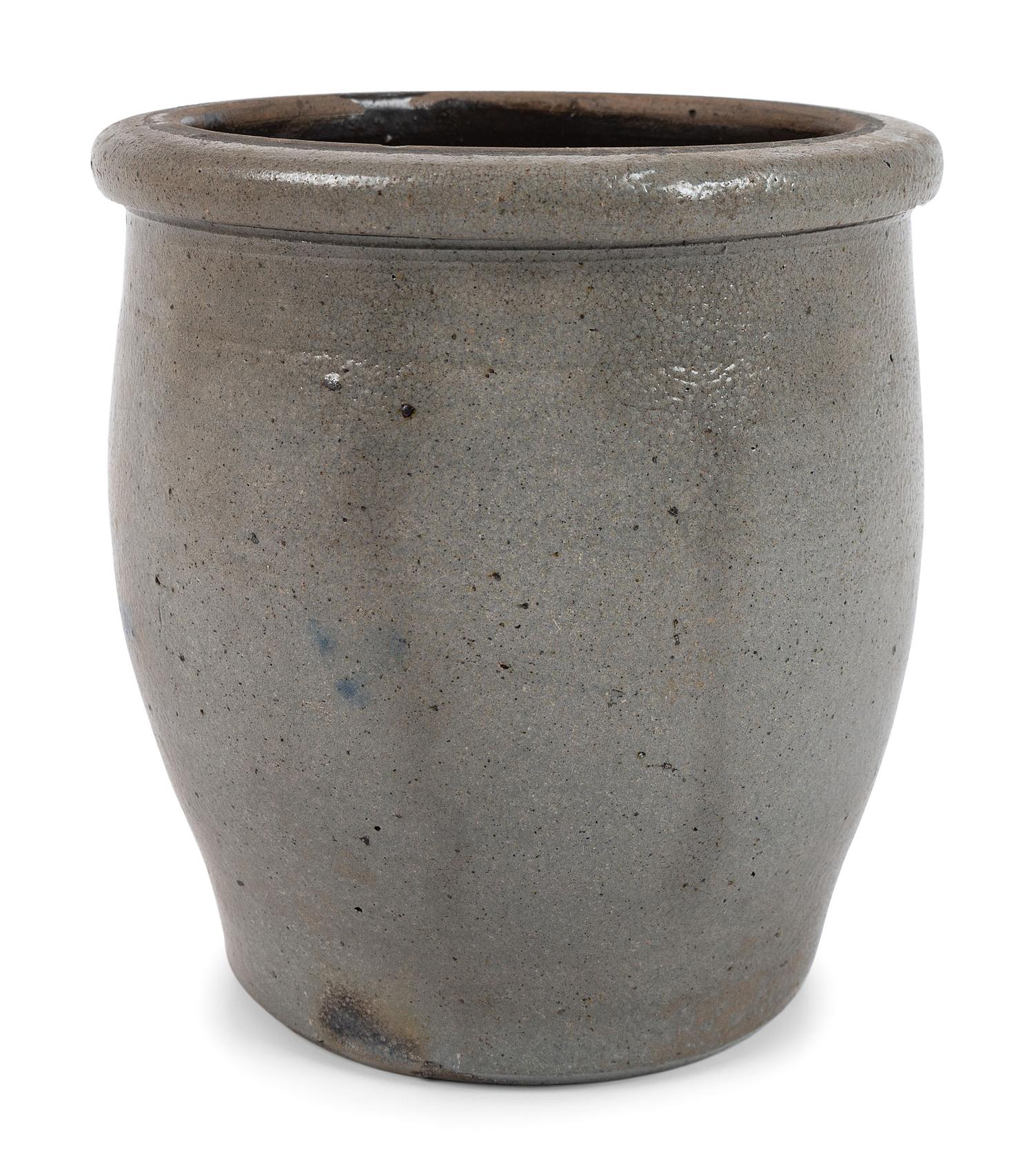Three Western Pennsylvania Cobalt-Striped Stoneware Canning Jars